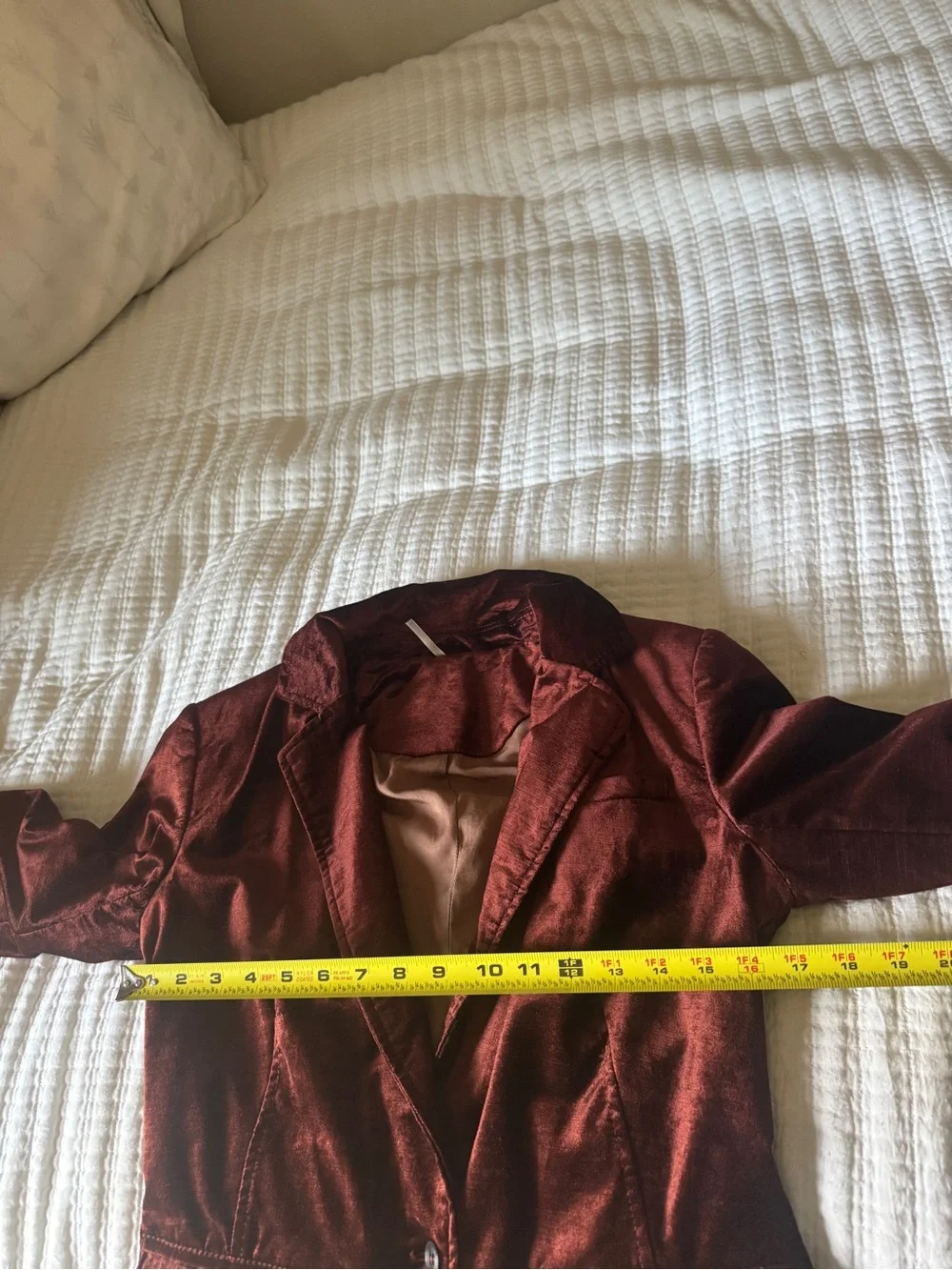 Free People Cotton Blend Crushed Velvet Blazer Jacket Maroon Size XS